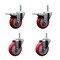 Service Caster 4 Inch Red Polyurethane Swivel 34 Inch Threaded Stem Caster Set 2 Total Lock Brakes SCC-TSTTL20S414-PPUB-RED-34212-2-S-2 - alternate 1